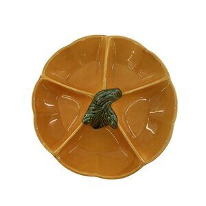 Olfaire of Portugal Pumpkin 11 inch Round 5-Section Divided Serving Platter Tray